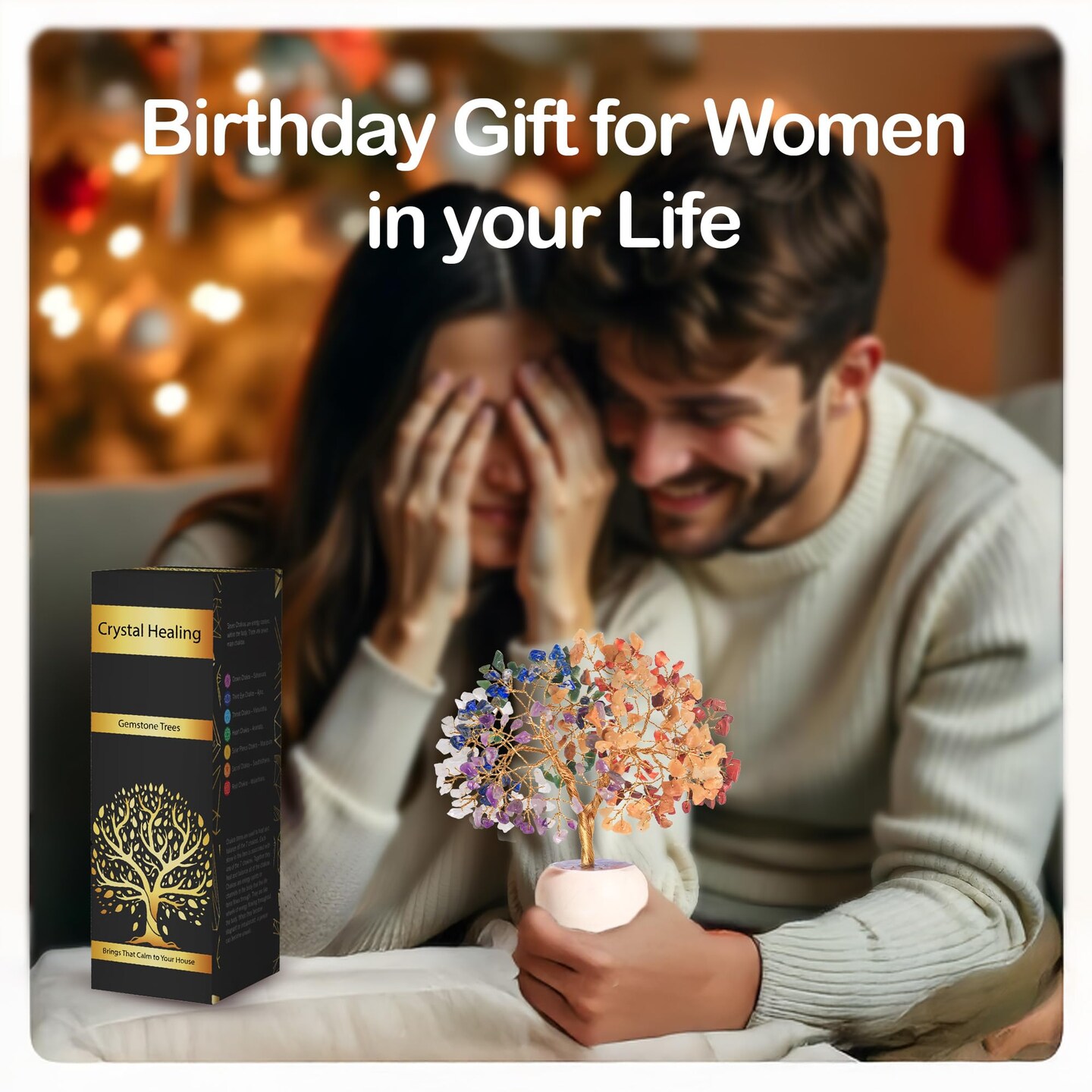 YATSKIA 7 Chakra Tree of Life Crystal for Positive Energy - Home Office Decor, Housewarming and Birthday Gifts for Women, Spiritual Healing Stones