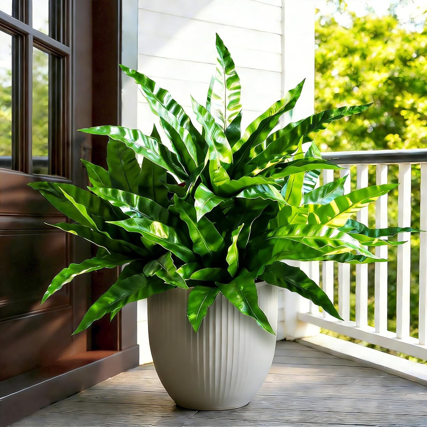4pcs Artificial Ferns UV Resistant Faux Outdoor Plants 3D Real Touch Indoor Outdoor Decor