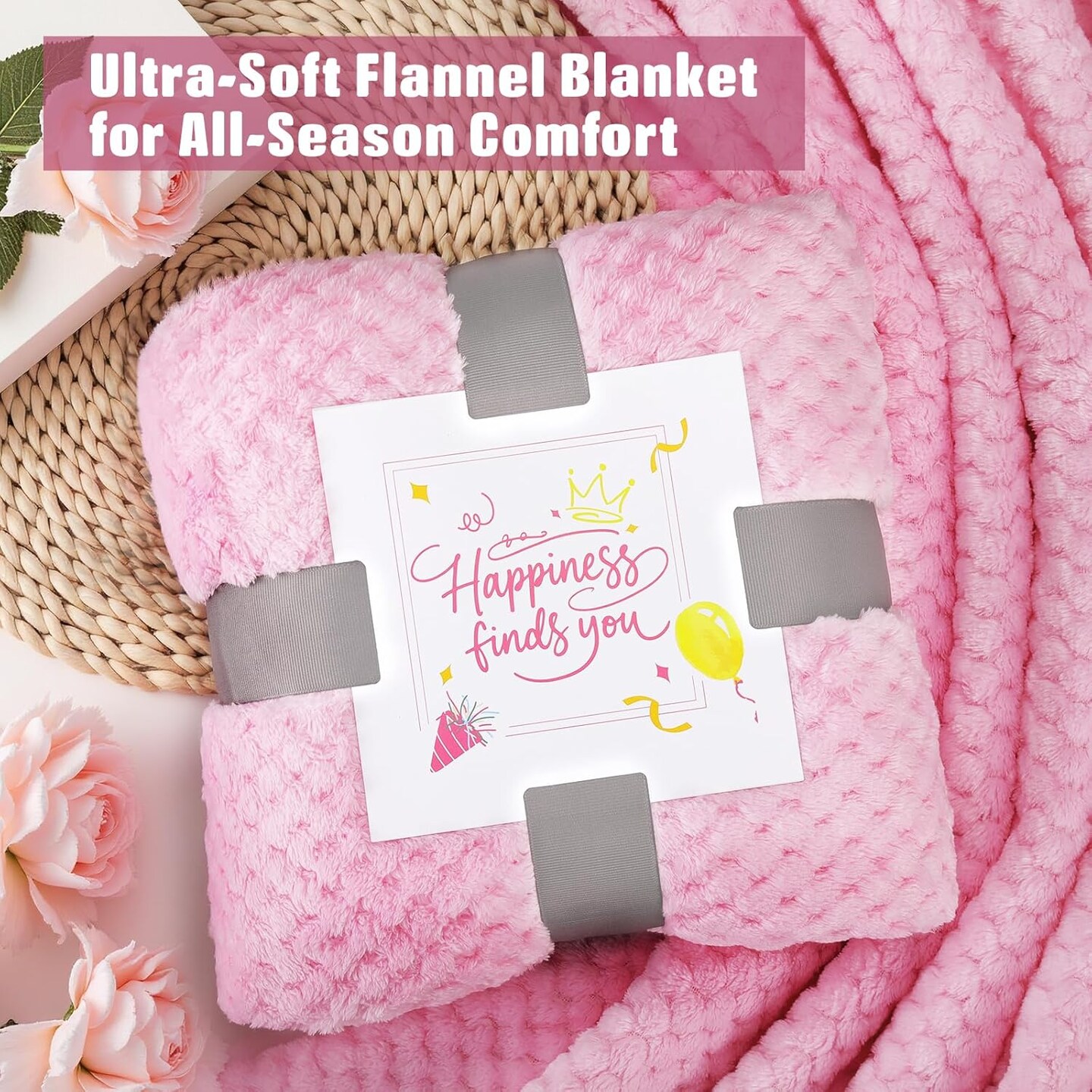 Mother's Day Gift, Luxury Self Care Spa Set with Blanket, Soap, Scented Candle, Bath Boob,Tumbler Gift Basket for Mom Wife Sister Her Friends