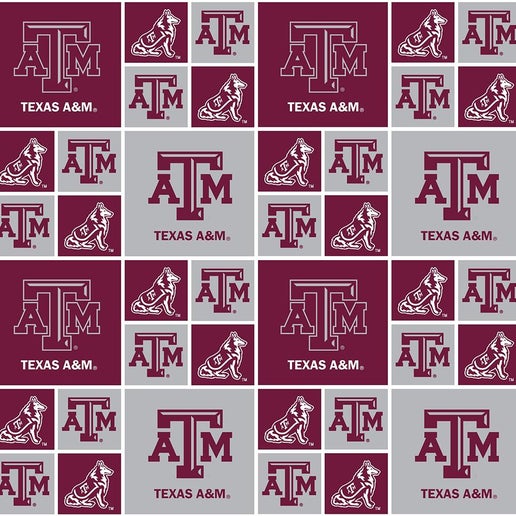 Licensed NCAA Texas A&#x26;M Block TAM-020 Cotton Fabric by the Yard