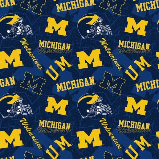 Licensed NCAA Michigan University MCHG-1178 Cotton Fabric by the Yard