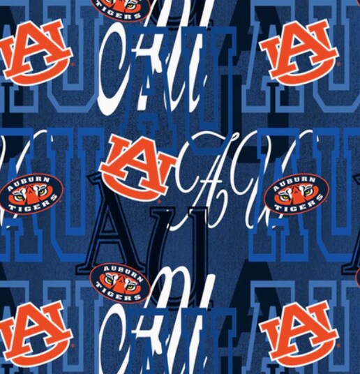 Licensed NCAA Auburn University Letters Cotton Fabric by the Yard
