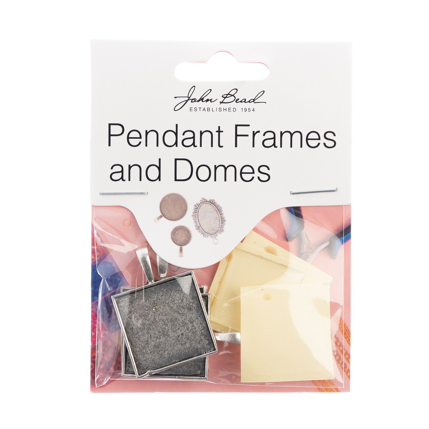 John Bead Must Have Findings 23mm Square Pendant Frames, 3pcs