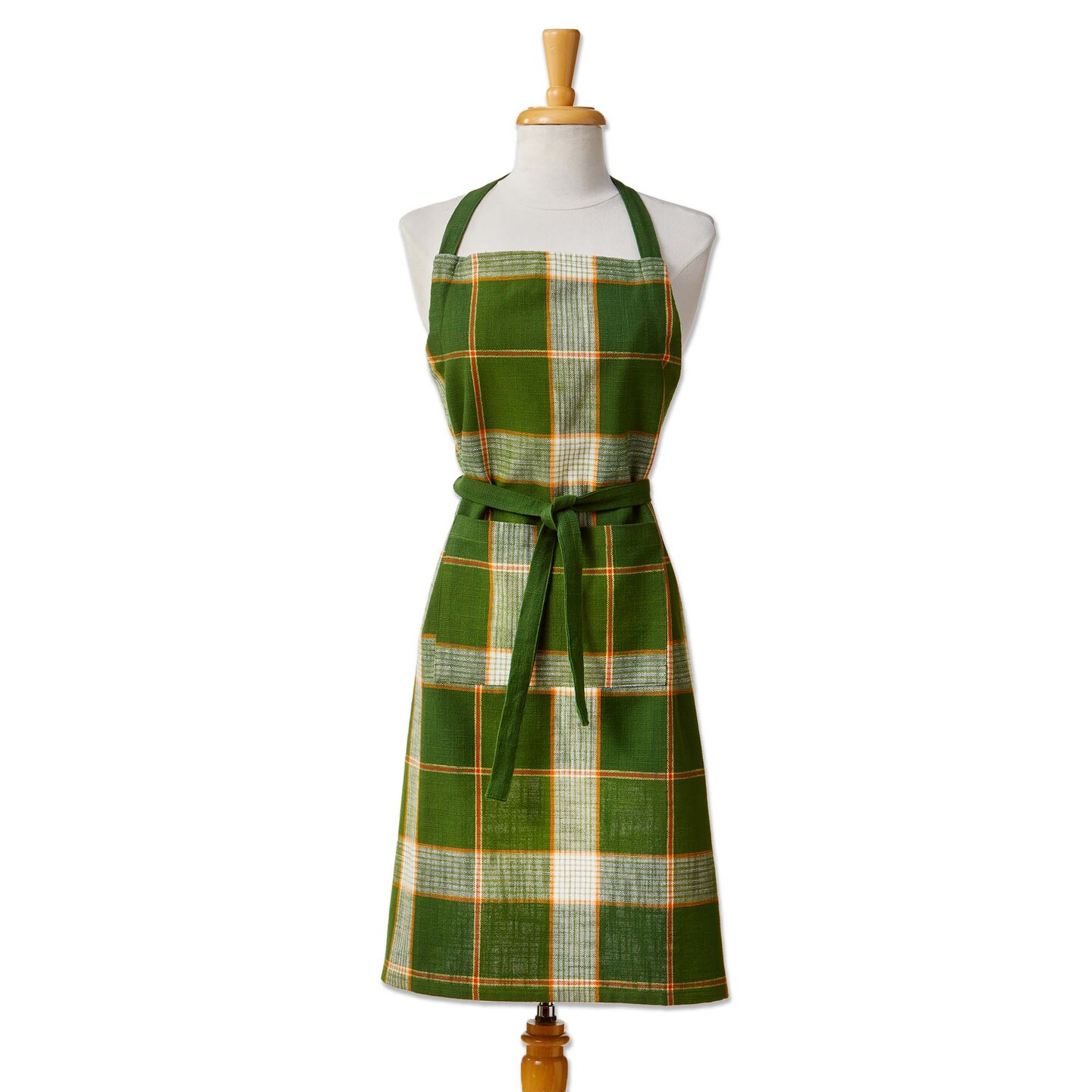 Green Plaid Kitchen Apron for Cooking, Christmas Gift, Machine Washable, 34.64&#x22; L x 32&#x22; W, Stylish Kitchen Textiles