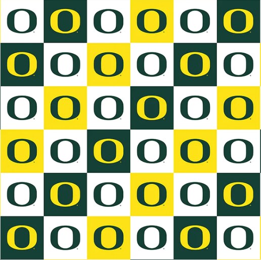 Licensed NCAA University of Oregon Ducks Collegiate Check OR-1158 Cotton Fabric by the Yard