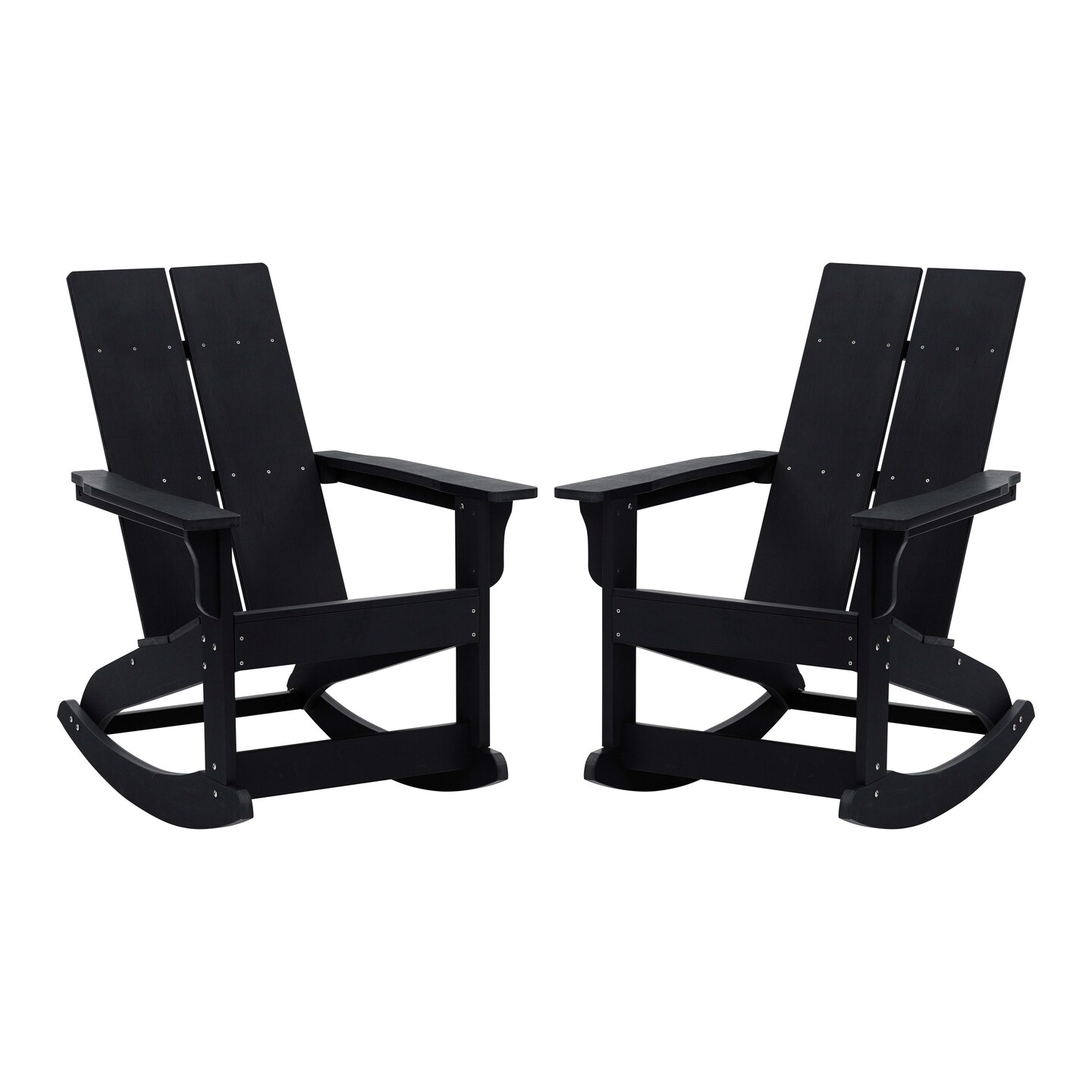 Merrick Lane Set of 2 Wellington UV Treated All-Weather Polyresin Adirondack Rocking Chair for Patio, Sunroom, Deck and More