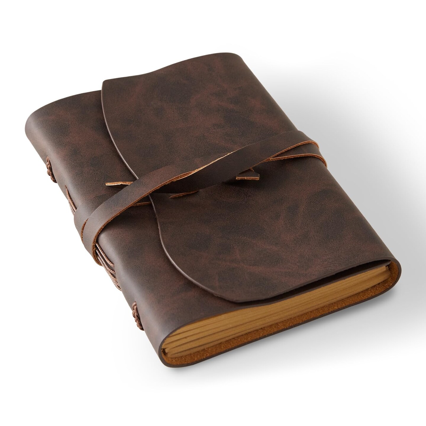 RILIHO Leather Journal Notepad, Small Notebook 4.8x6.5 Inches, Mini Journal, Retro Premium Planner, Lined Diary Vintage Style, Ideal for Women and Men, Artists, Travelers, Dark Brown