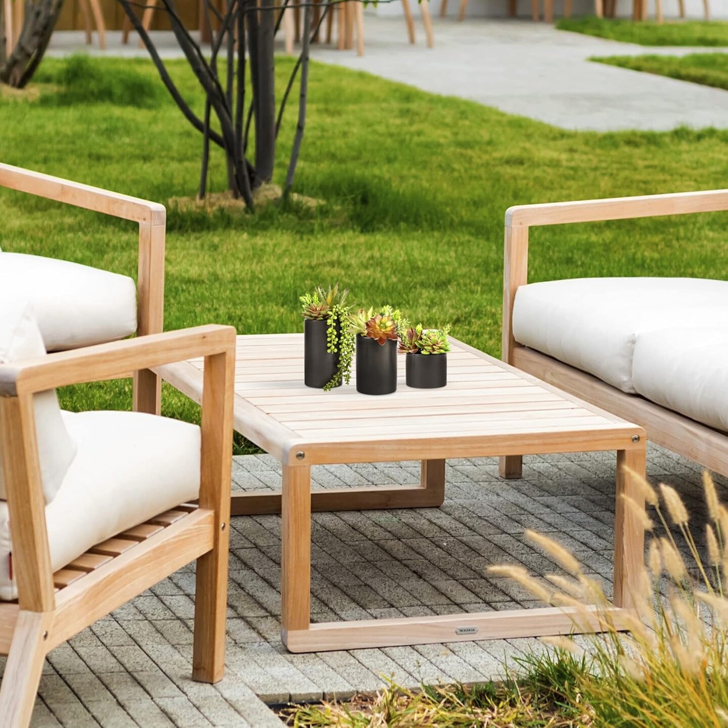 Set of 3 Artificial Succulent Plants in Premium Ceramic Pots – Realistic Faux Greenery for Home, Bathroom, Kitchen, Office Desk & Modern Room Decor