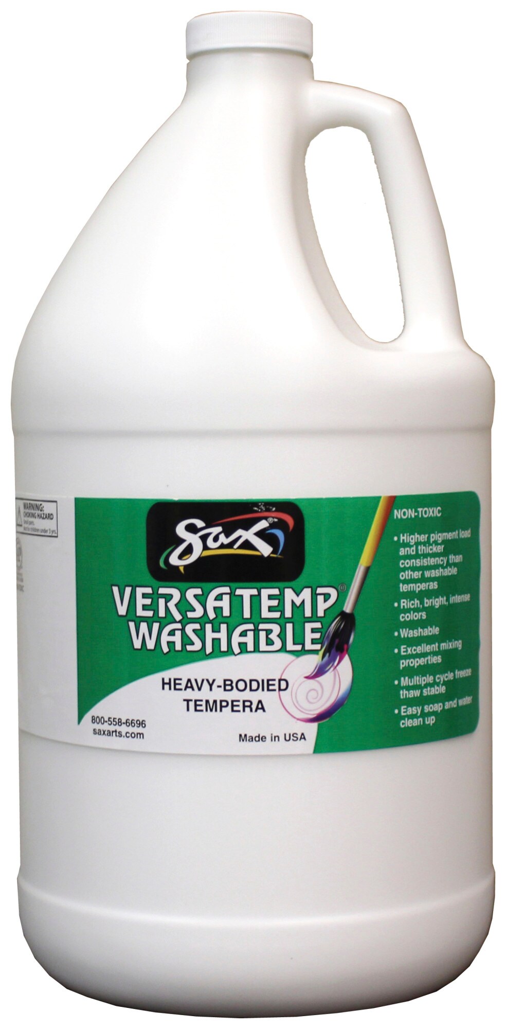 Sax Versatemp Washable Heavy-Bodied Tempera Paint, 1 Gallon, White