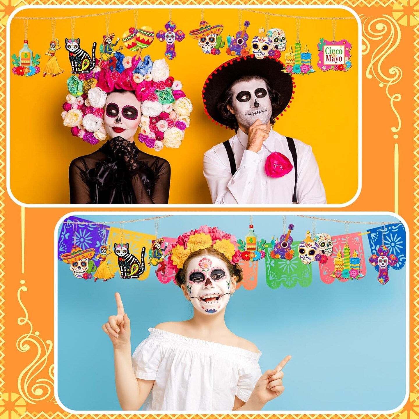 36 Pcs Dia De Los Muertos Ornaments (muticolor)