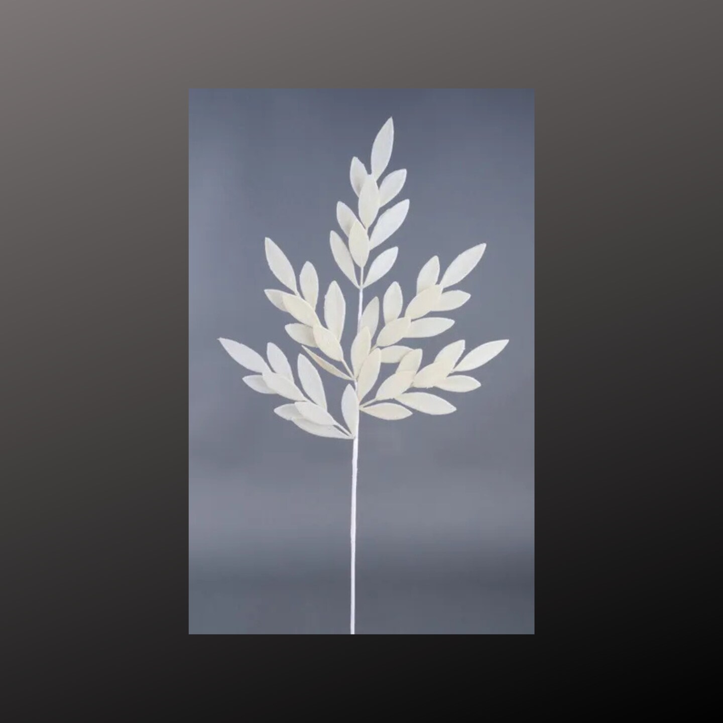 White Glitter Bay Leaf Spray – 32" Artificial Leaf Stem-XS235327