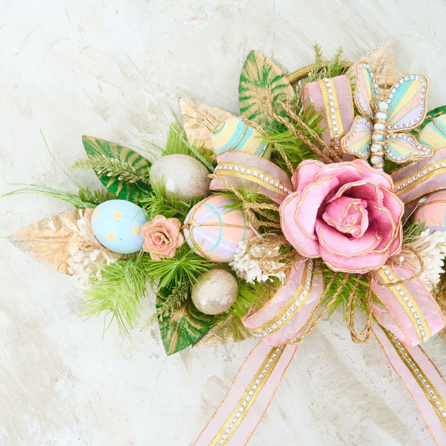 Easter Pastel Floral Swag - Easter Spring Handcrafted Decorations - Final sale / Non-returnable and Non-refundable