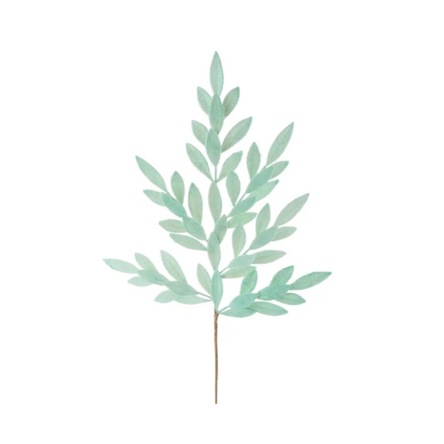 Mint Green Glitter Bay Leaf Spray – 32" Artificial Leaf Stem-XS235355