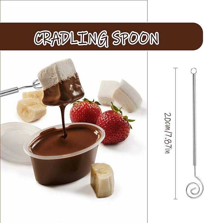 7-Piece Chocolate Dipping Tool Set – Professional Stainless Steel Candy Making Kit – Includes 1 Slotted Decorating Spoon & 6 Fondue Forks – Precision Culinary Dipping Tools for Truffles, Fruits & Pralines