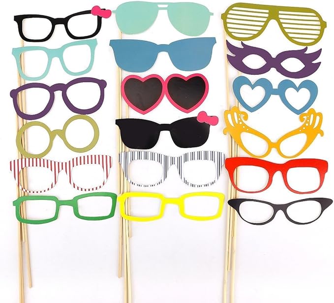 60-Piece Photo Booth Props DIY Kit – Wedding, Birthday & Family Reunion Party Favors – Includes Mustaches on a Stick, Hats, Glasses, Bowties & Lips – Fun Dress-Up Accessories for Kids & Adults – Premium Party Decorations