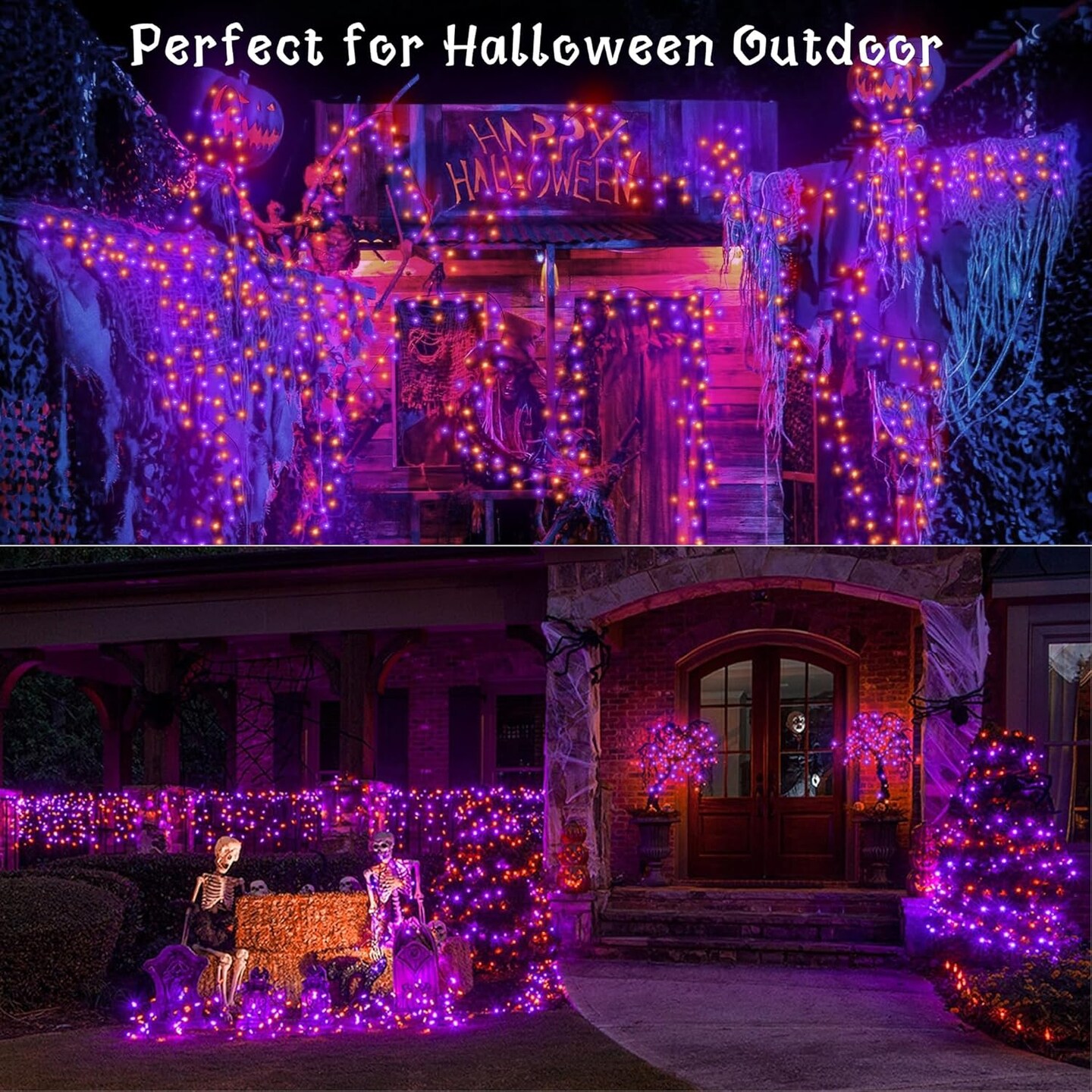 6 Pack 59ft Orange &#x26; Purple Halloween Lights Decorations,80 LED Halloween String Lights (Orange Purple)