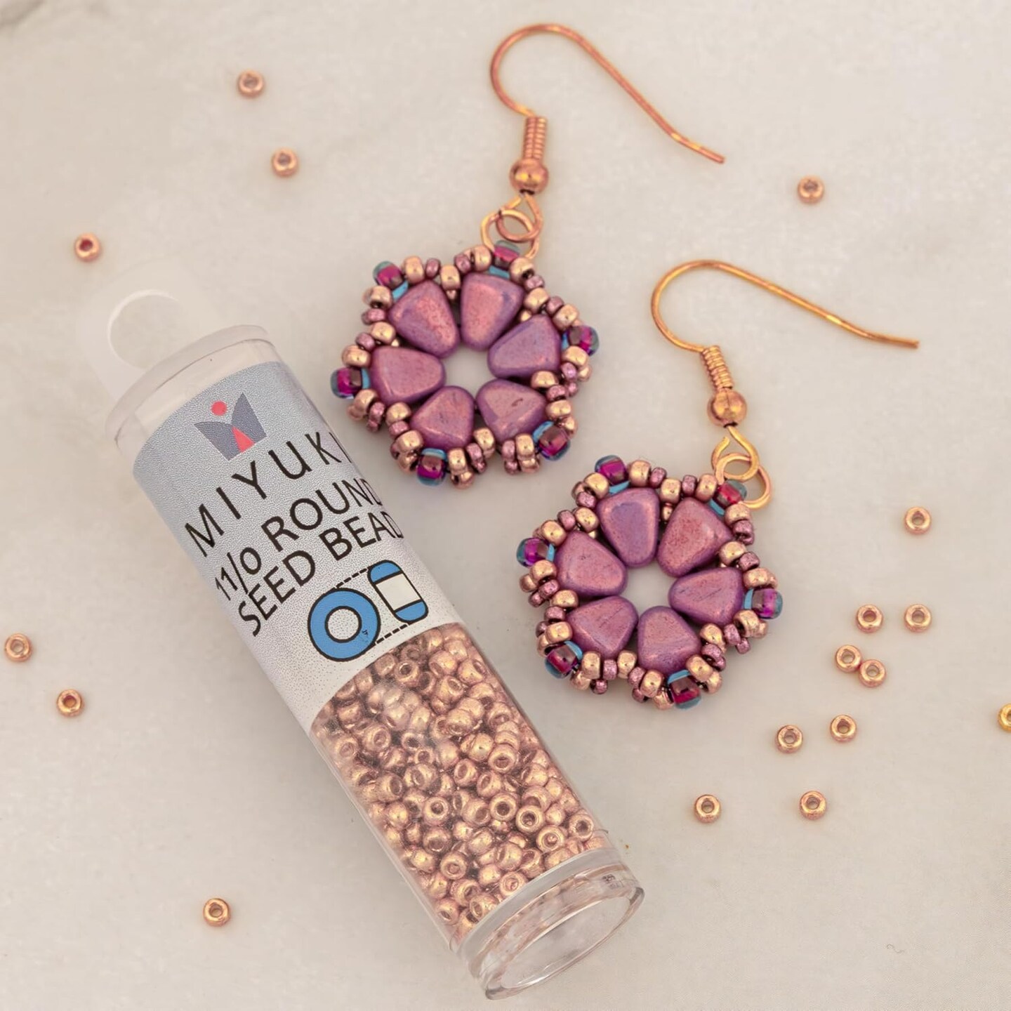 Miyuki Round Seed Beads, 11/0 Size, 8.5 Gram Tube, 4204, Galvanized Champagne