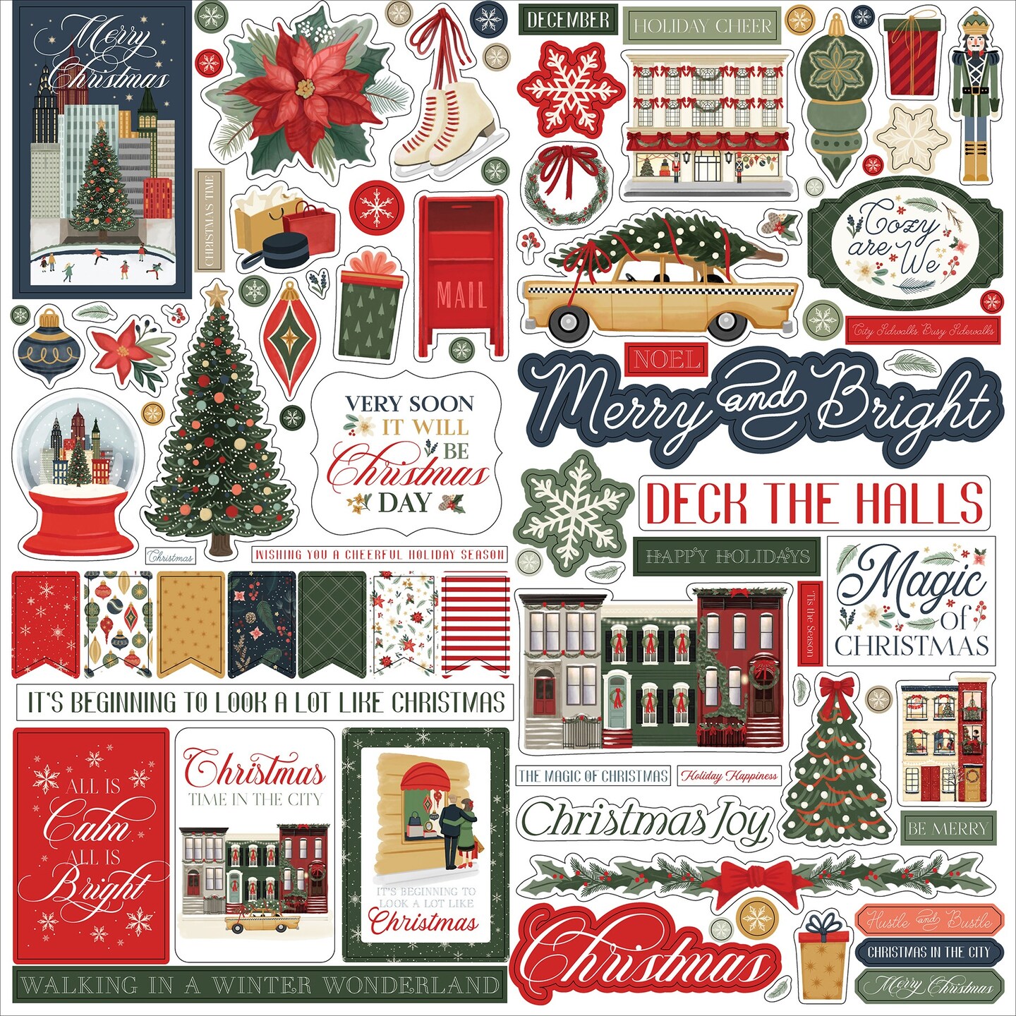 Christmas In The City Cardstock Stickers 12&#x22;X12&#x22;-Element