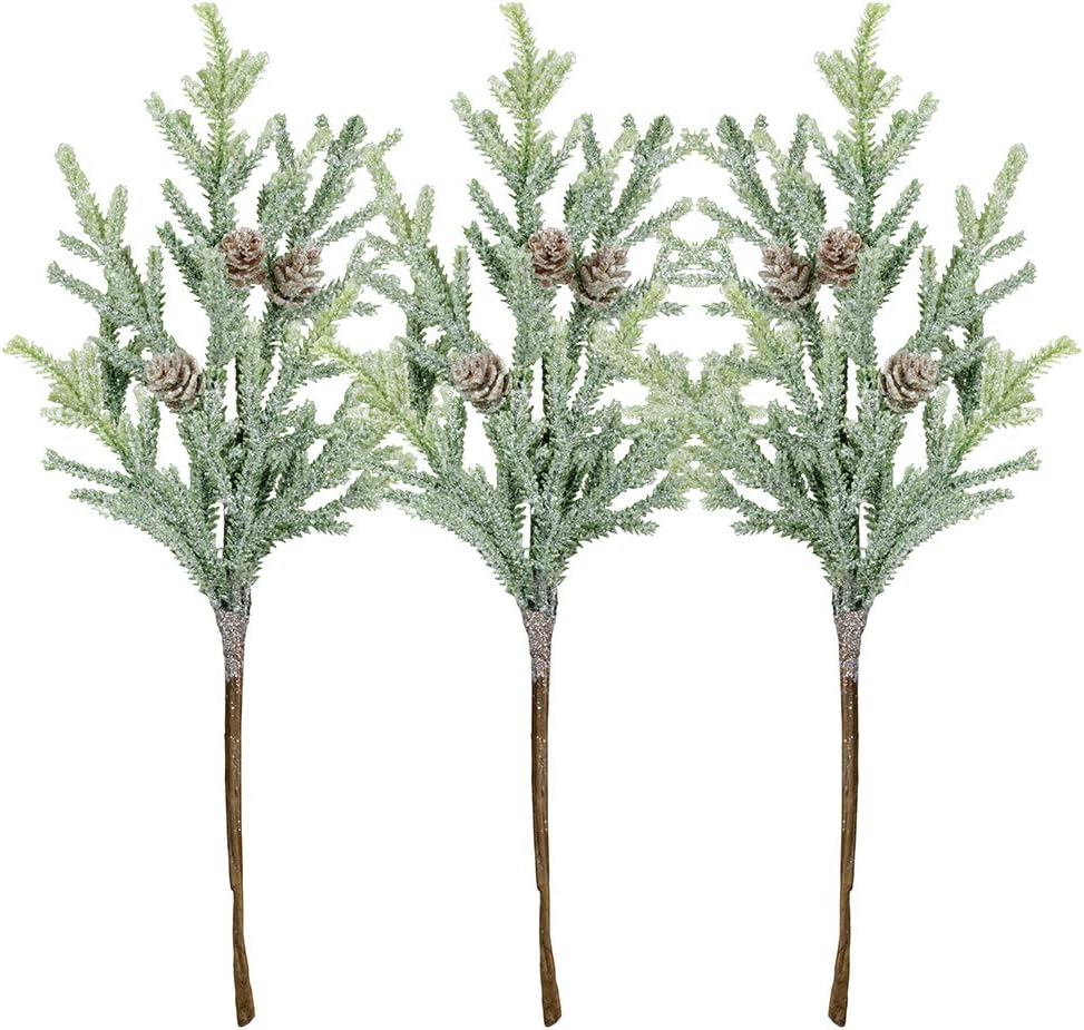 Frosted Artificial Cypress Pine Stems (Two-tone Green)