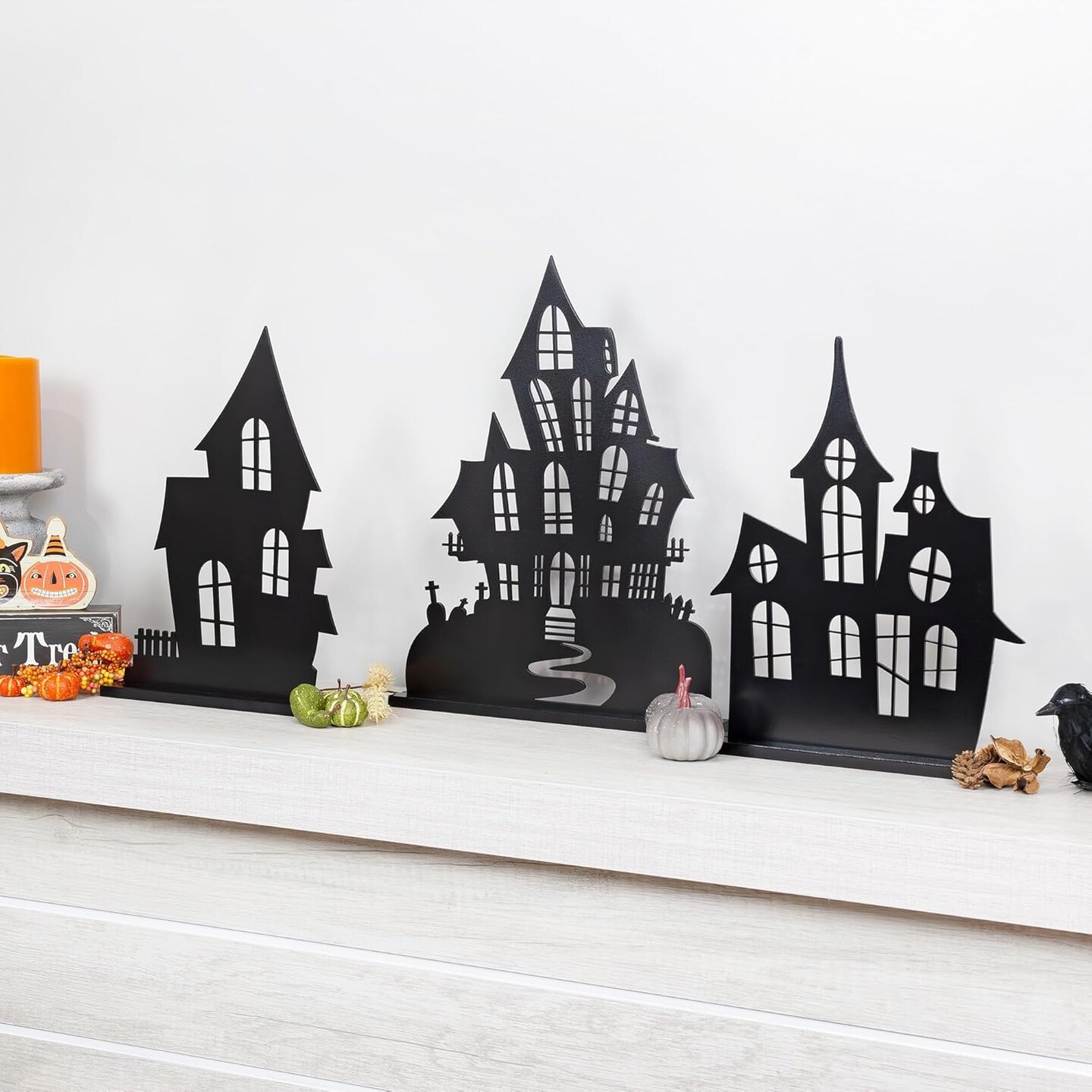 Spooky Halloween House Village Silhouettes(black)