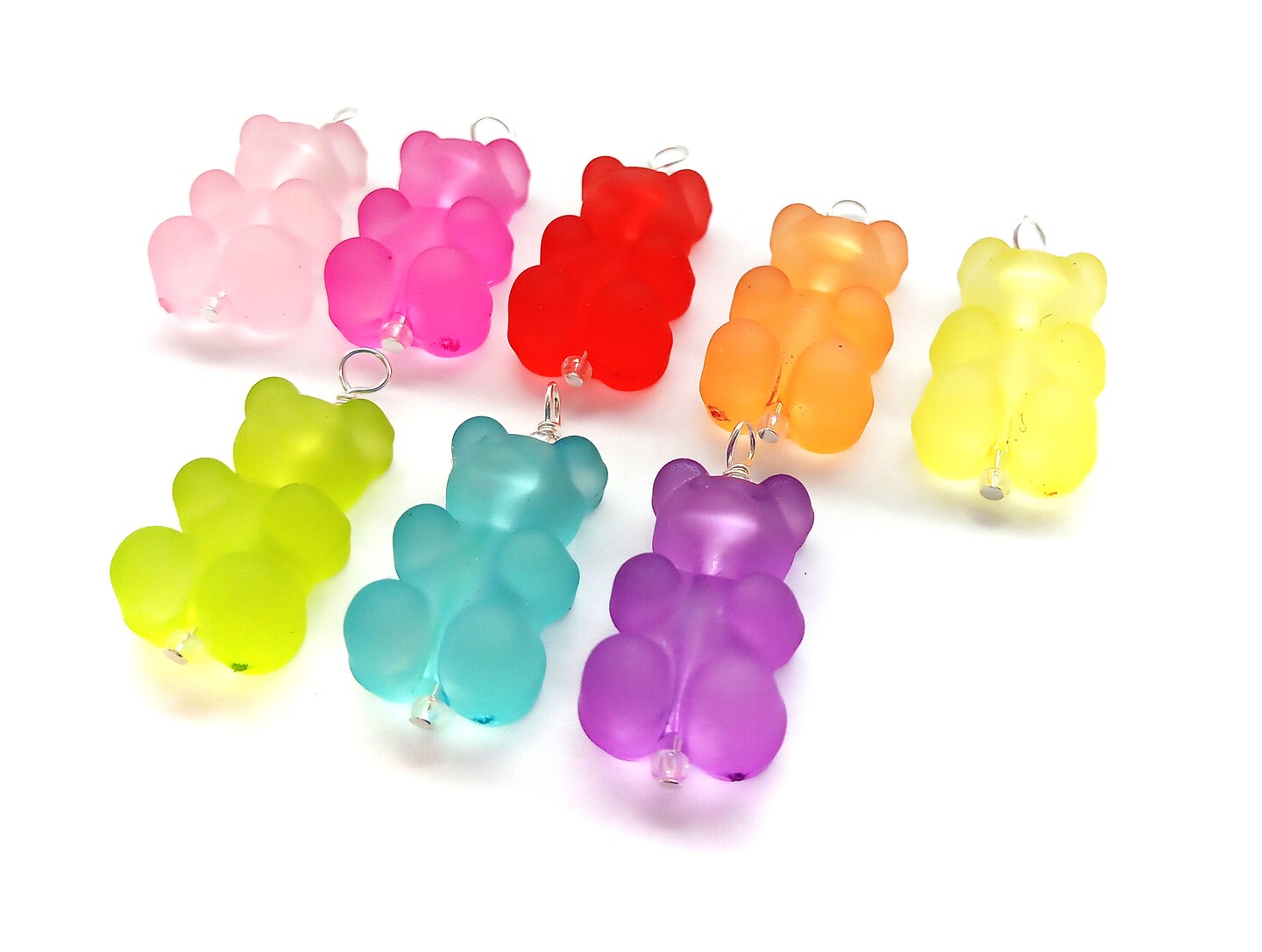 Candy Bear Charms, 7 pieces, Acrylic Rainbow Colors, Adorabilities