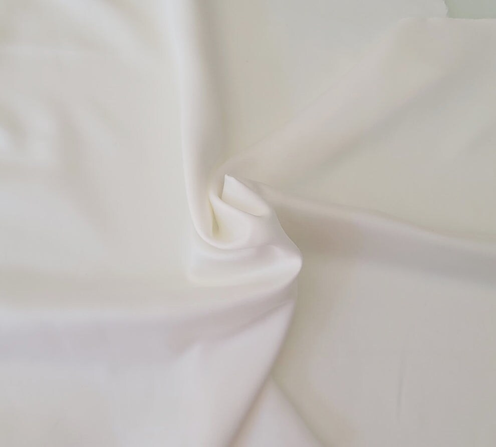 1 Yard White Satin Fabric Brushed Front Polyester Material for Dresses and Linings