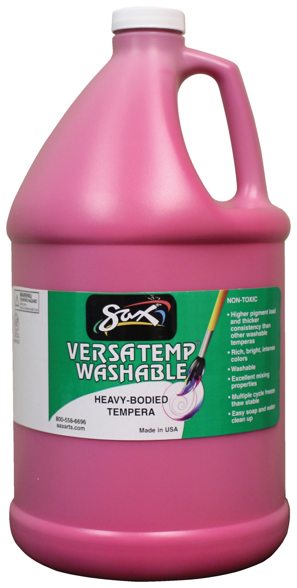 Sax Versatemp Washable Heavy-Bodied Tempera Paint, 1 Gallon, Magenta
