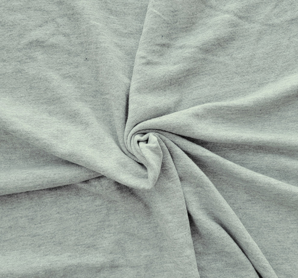 1 Yard Lt. Heather Gray Cotton French Terry Knit Fabric Soft Breathable Lightweight