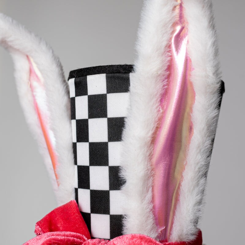 7.75&#x22; Bunny Ear Hat &#x26; Velvet-Black &#x26; White Check
