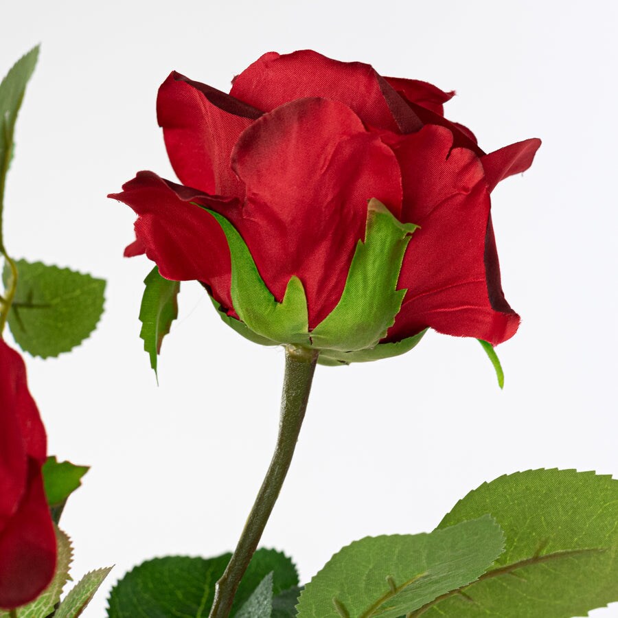 30&#x22; Red Rose Spray &#x2013; Realistic Faux Floral Stem