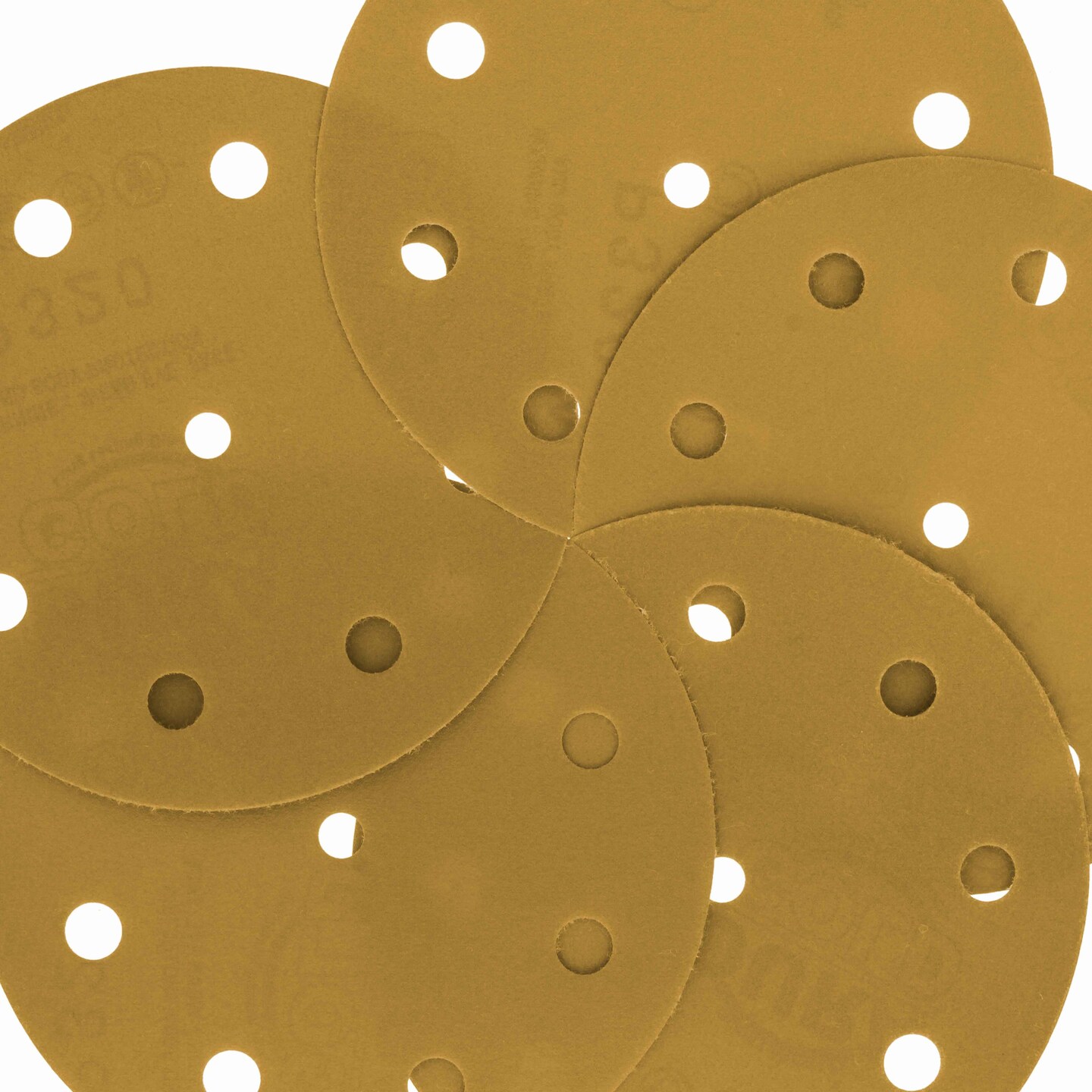 320 Grit - 5&#x22; Gold DA Sanding Discs - 9-Hole Pattern Hook and Loop - Box of 50