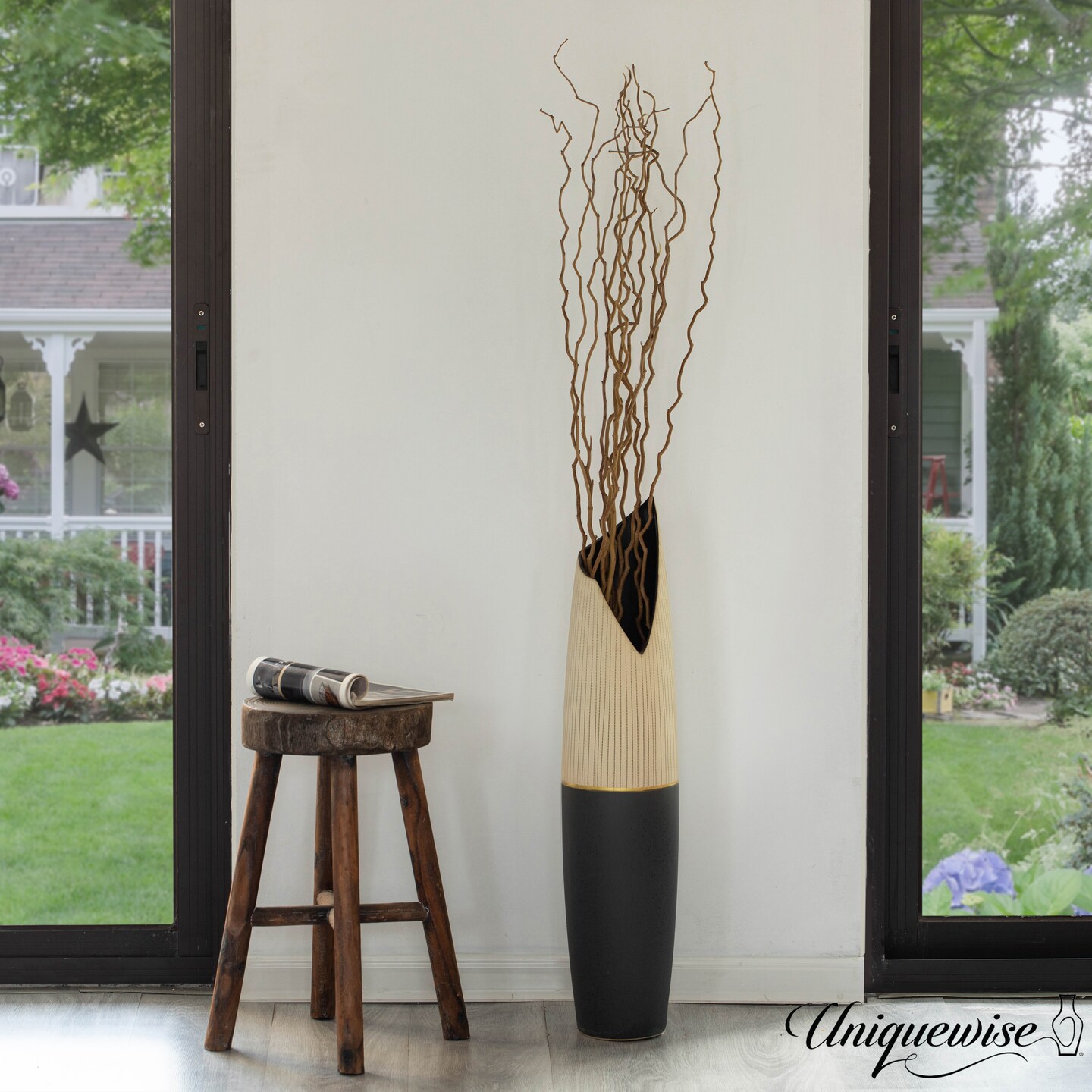 Uniquewise 12pc 37" Natural Dried Mulberry Twigs Ideal Sticks for DIY Crafts Decorative Stems Floral Arrangements Floor Vase Fillers Wedding Centerpiece Event Decorations and Home Décor Accent, Brown