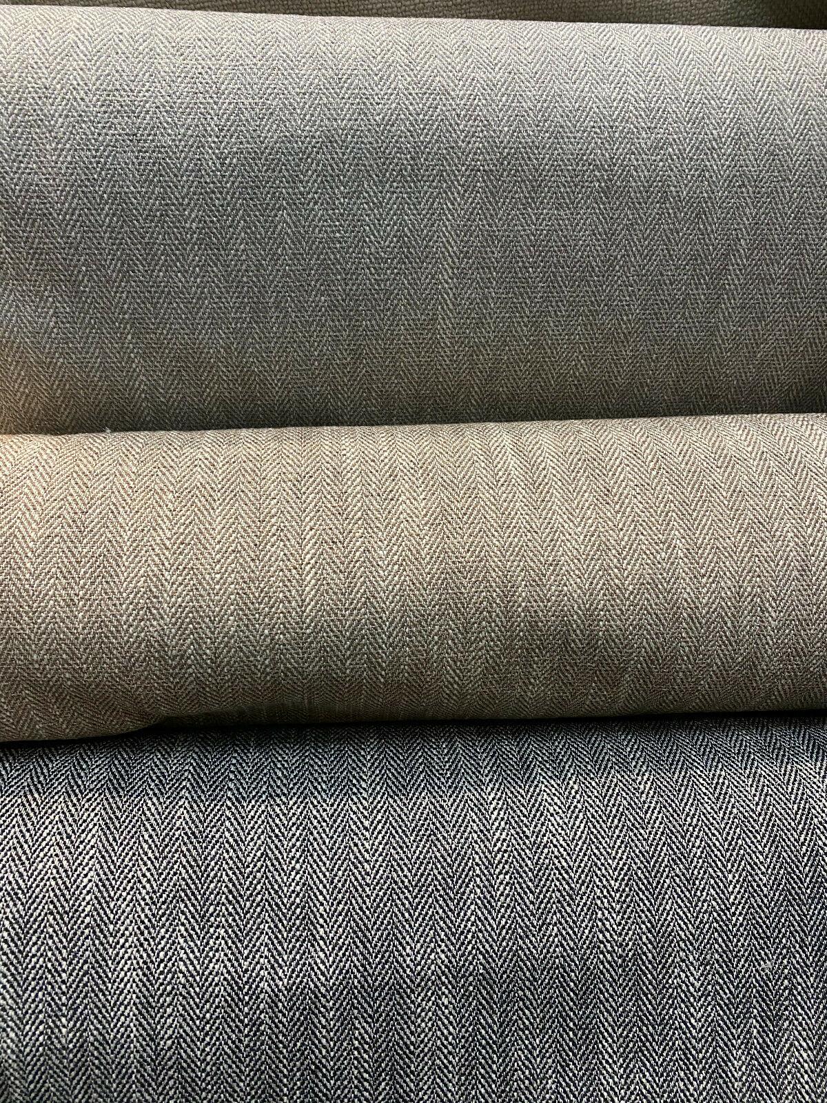 1 Yard Linen White Herringbone Chenille Upholstery Fabric 56 Inches Wide