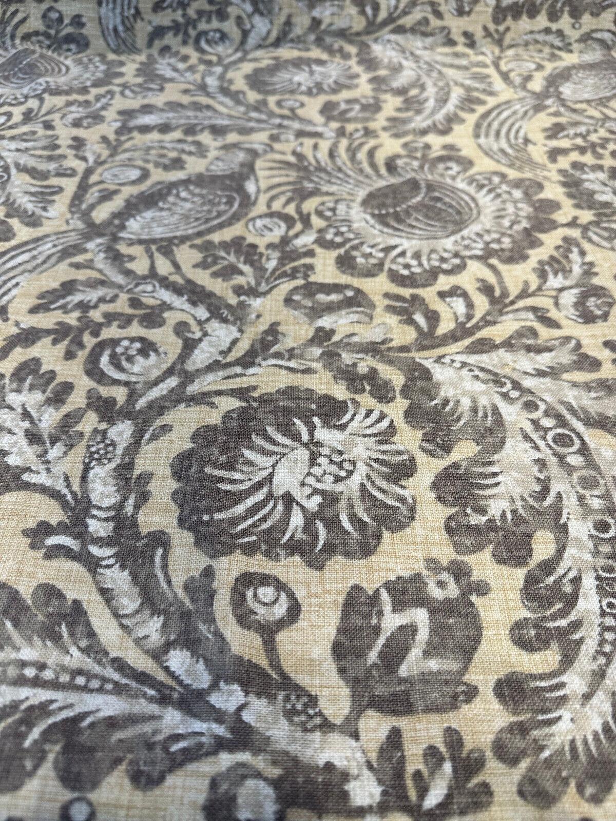 1 Yard Waverly Desert Bird Linen Rayon Blend Fabric, Upholstery Drapery Print 54&#x22; Wide