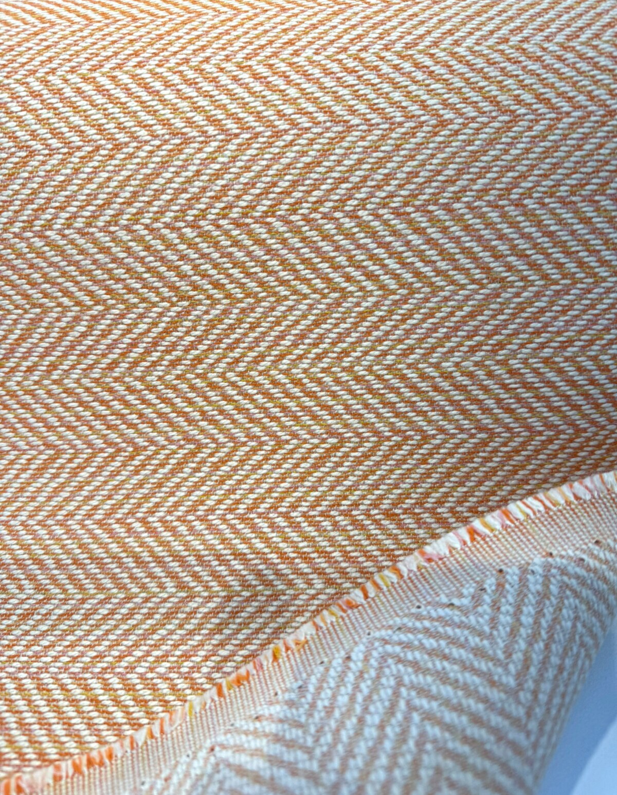 1 Yard Posh Persimmon Orange Herringbone Outdoor Upholstery Fabric 54 Inches Wide