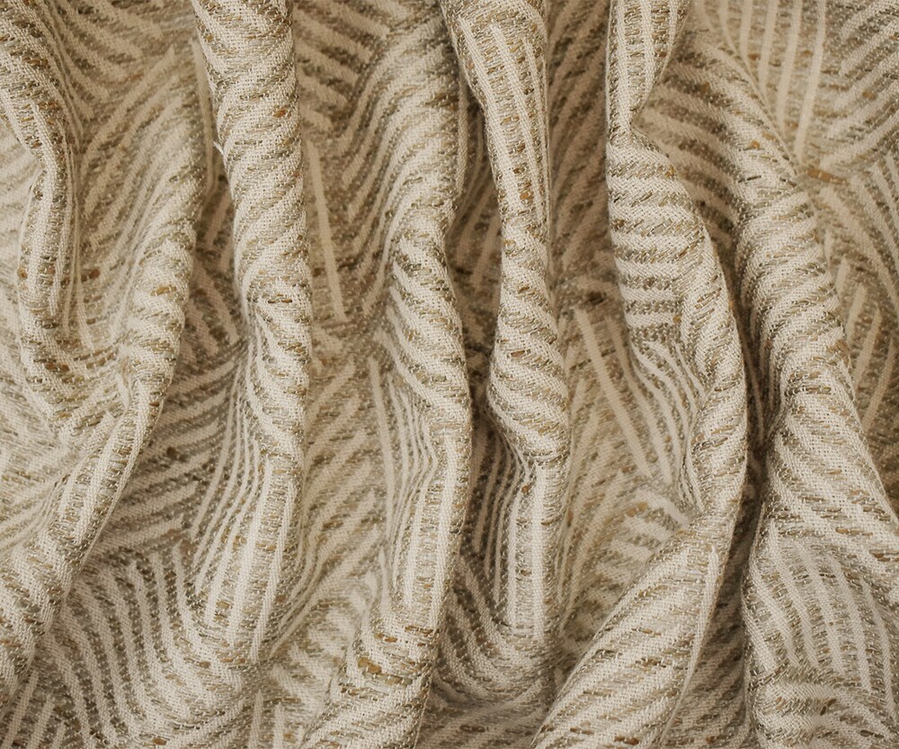 Beige-Gray-Brown Polyester Blend 3D Cube Stripe Damask Decorating Fabric By the Yard