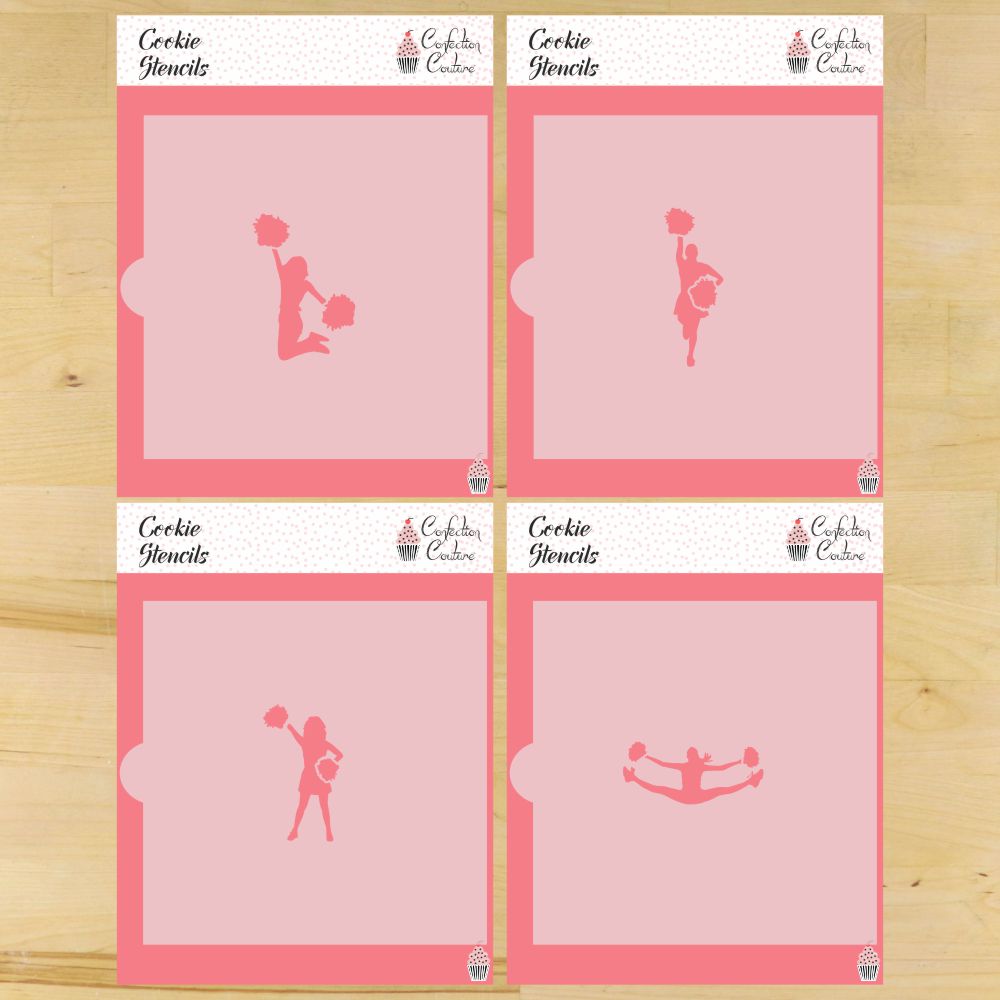 Cheerleading Cookie Stencils | Cheerleader Silhouette Stencil | Confection Couture |