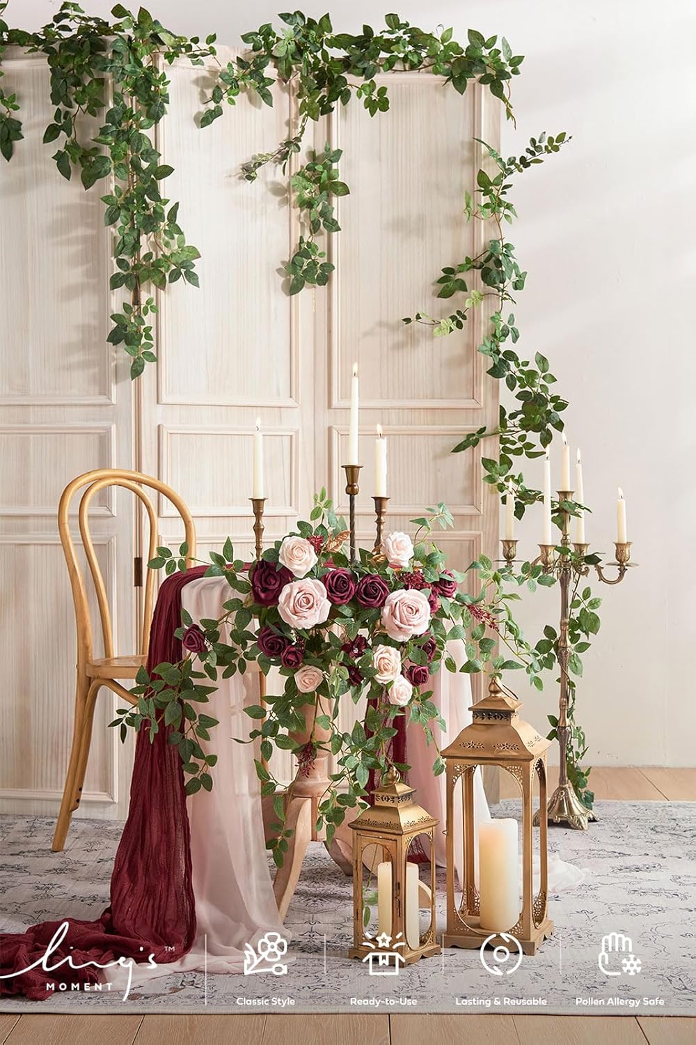 Artificial Rose Leaf Greenery Garland - 6 Pack