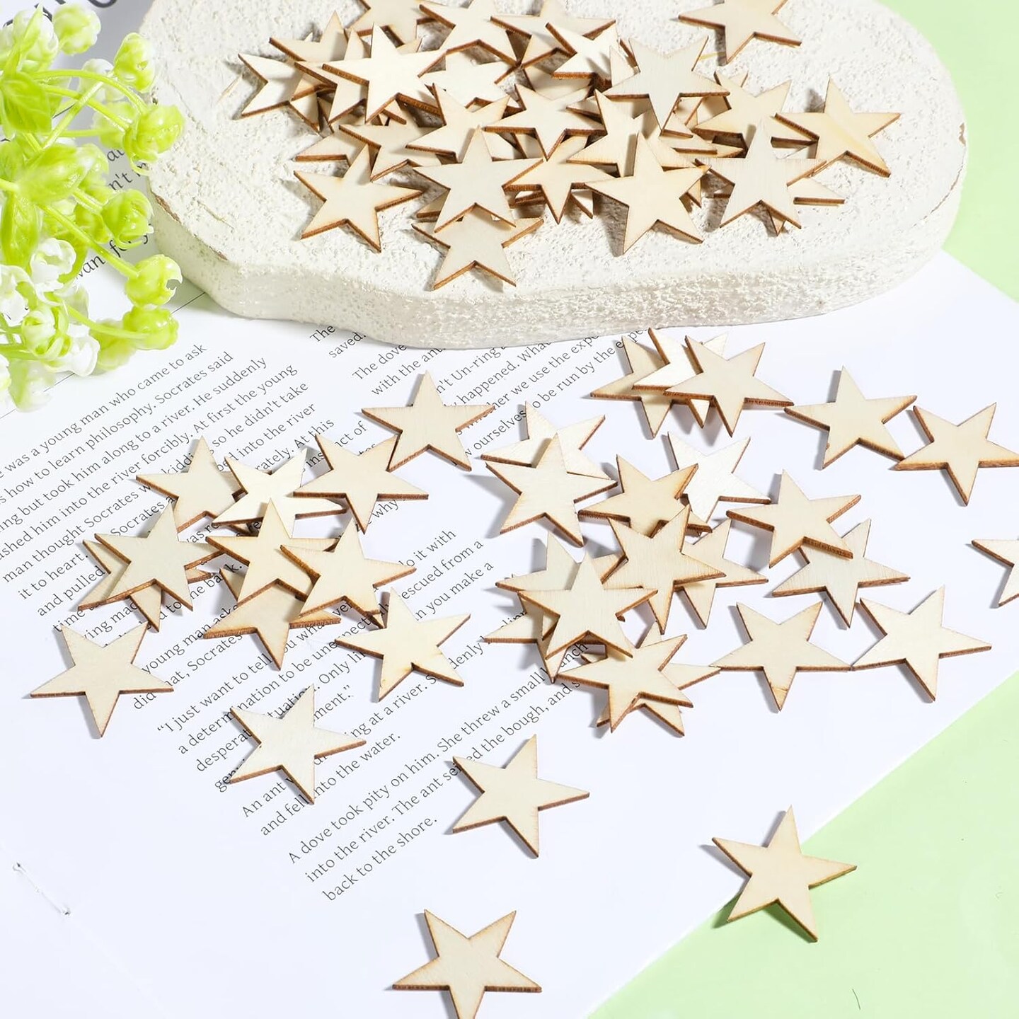 200 PCS Small Wooden Stars for Crafts - Craft Stars Unfinished Wooden Star