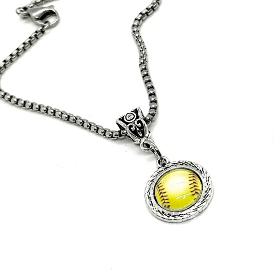 Softball Pendant Necklace, Mom Gift, Wife Gift, Gift For Her