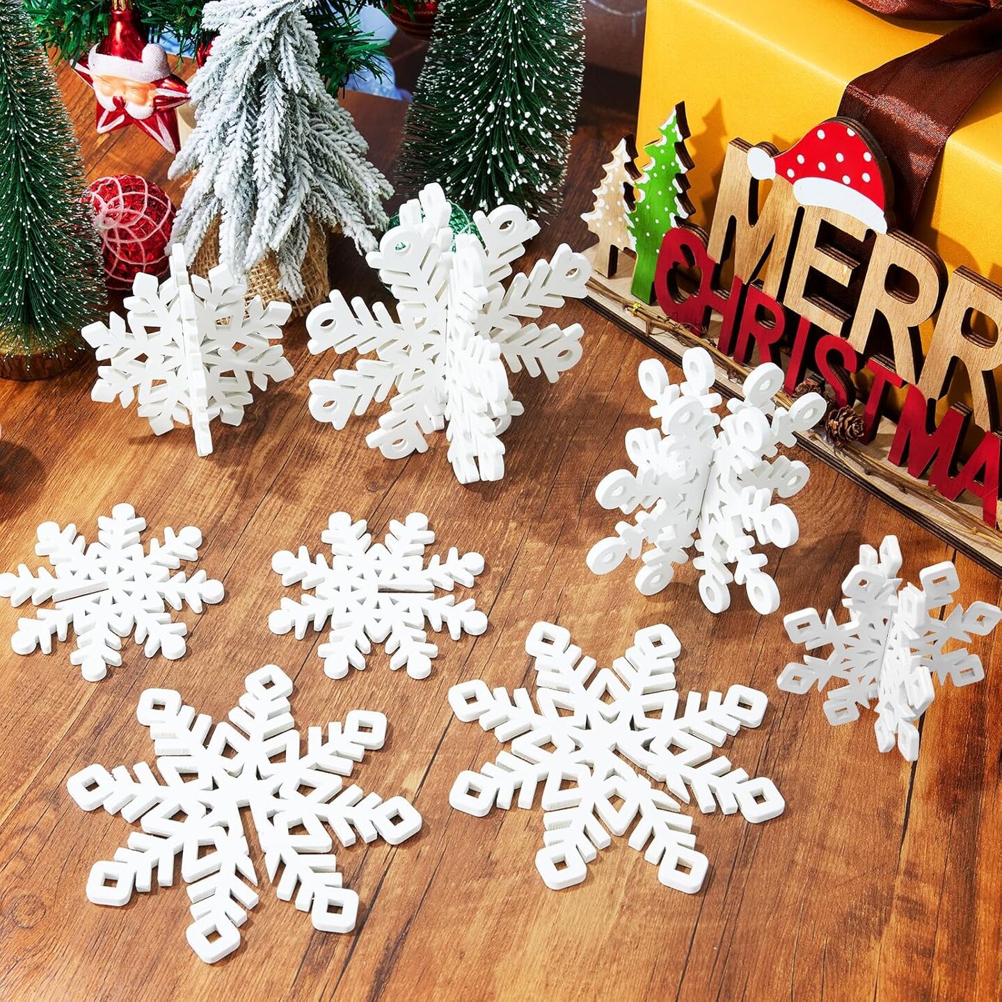 6 Sets White Snowflake Decorations - Centerpiece Table Decor