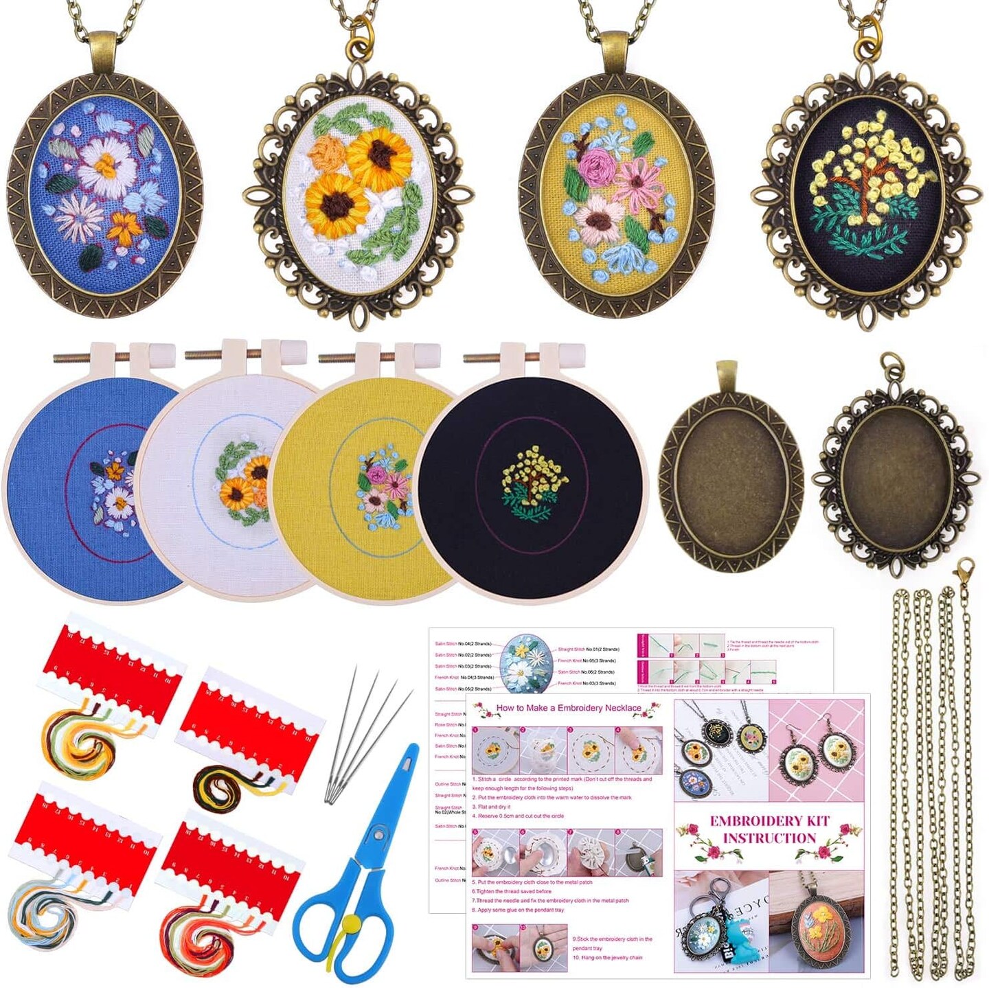 Embroidery Starter Kit with Cross Stitch Patterns
