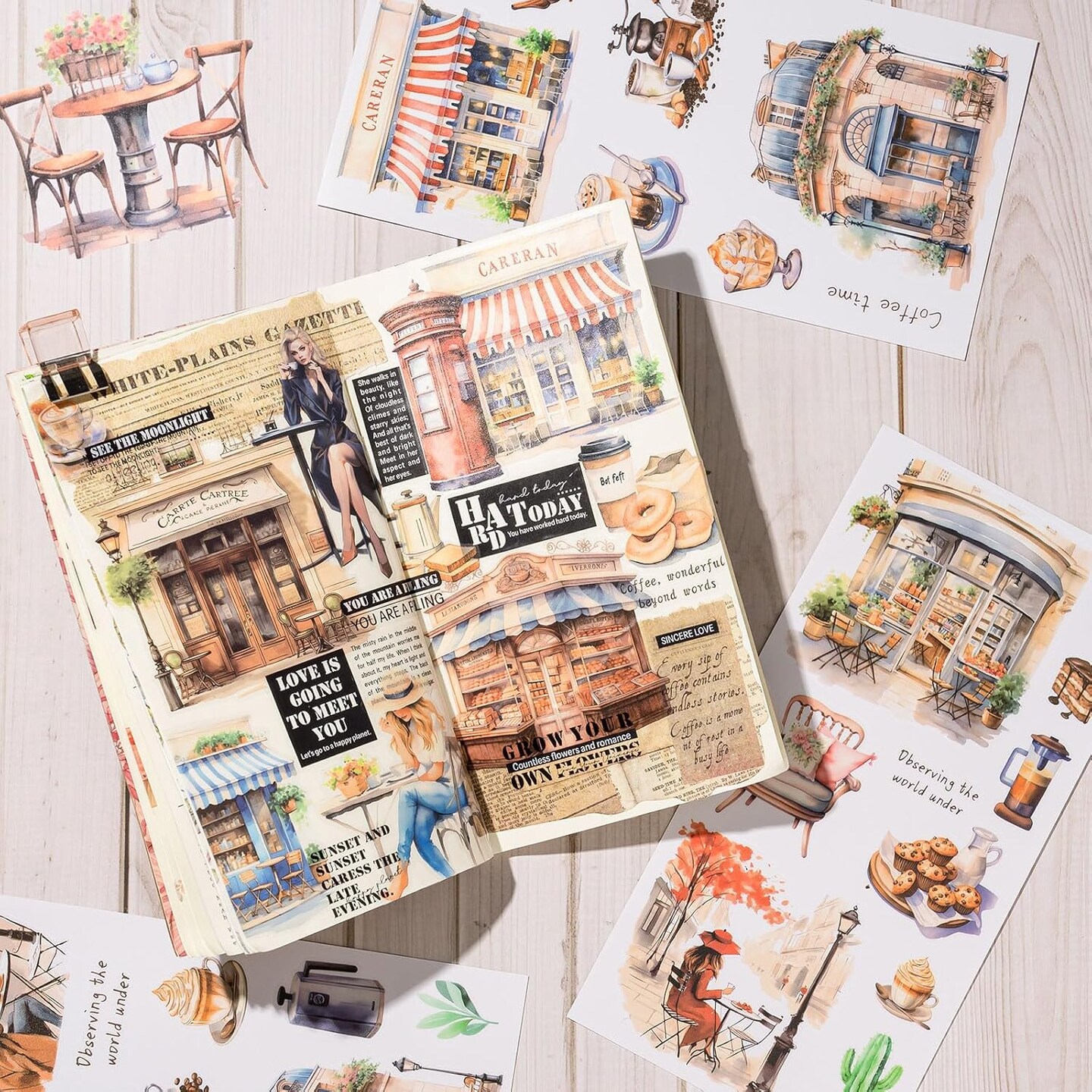 20 Sheets Scrapbook Stickers - Coffee Brown