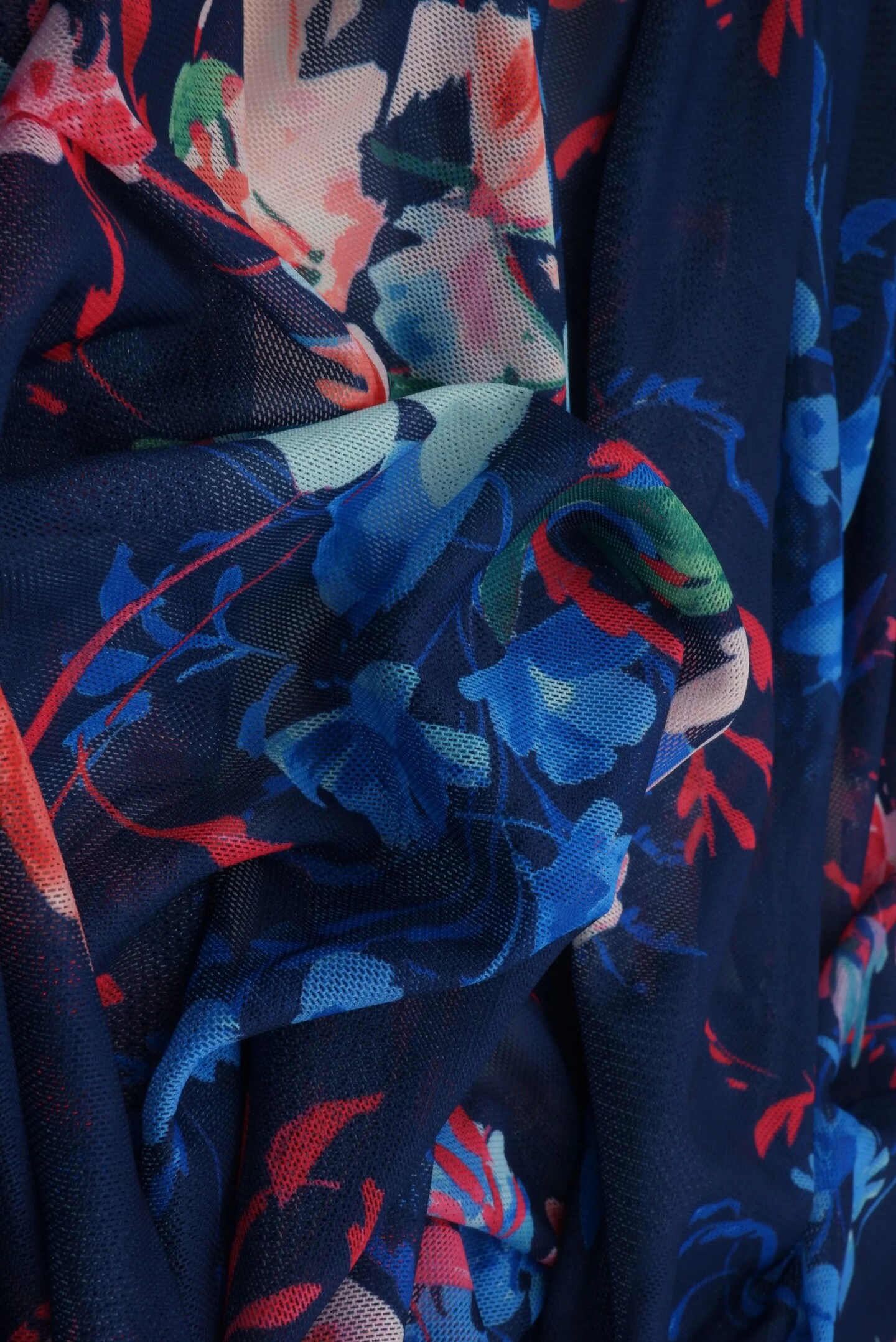 1 Yard 97% Polyester and 3% Spandex Mesh Stretch Fabric, Digital Floral Print 54" Width