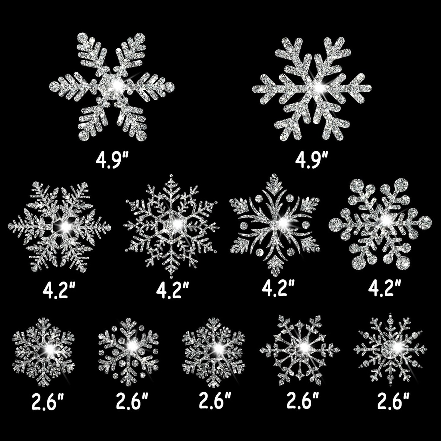 147PCS Glitter Snowflake Window Cling