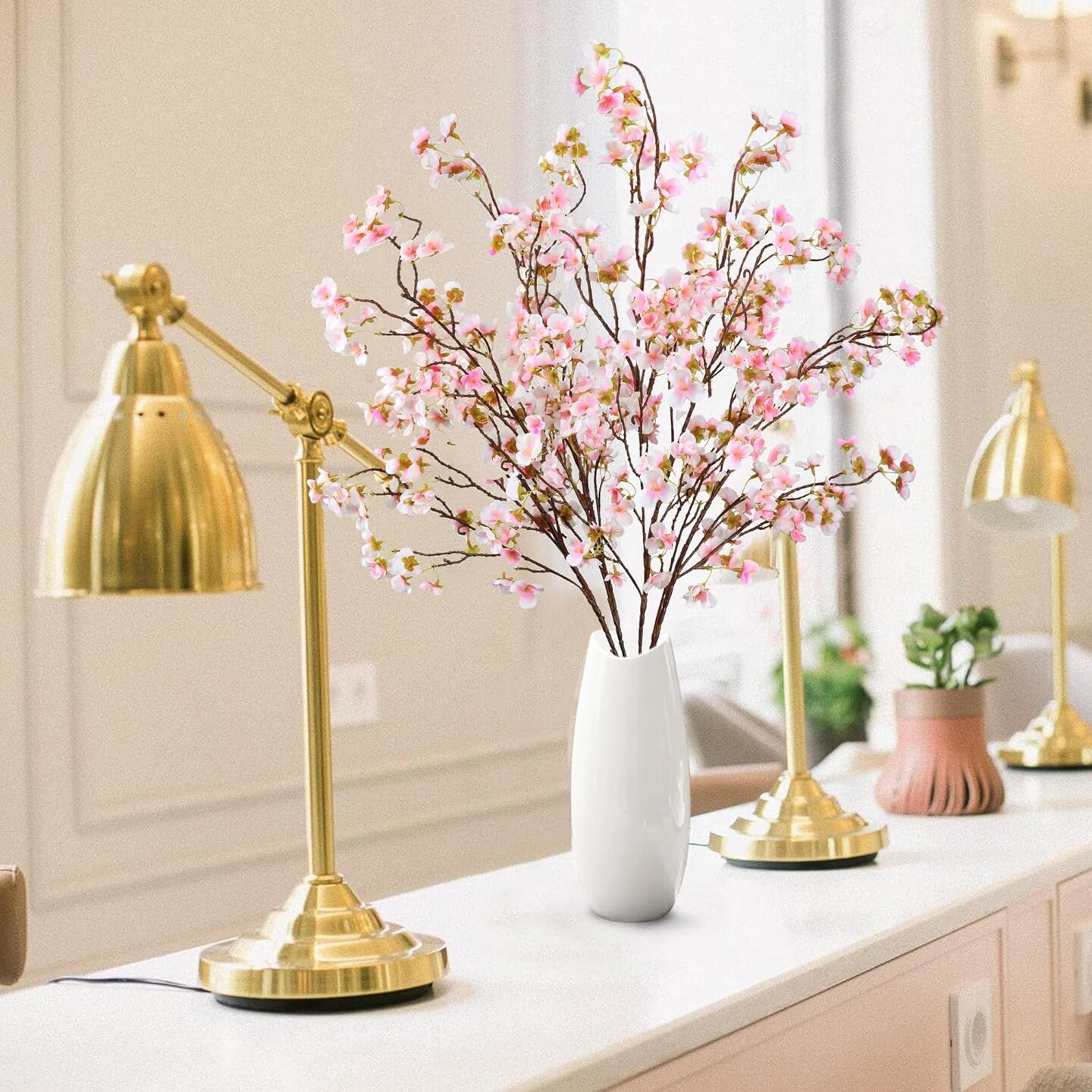 4 Artificial Cherry Blossom Flowers