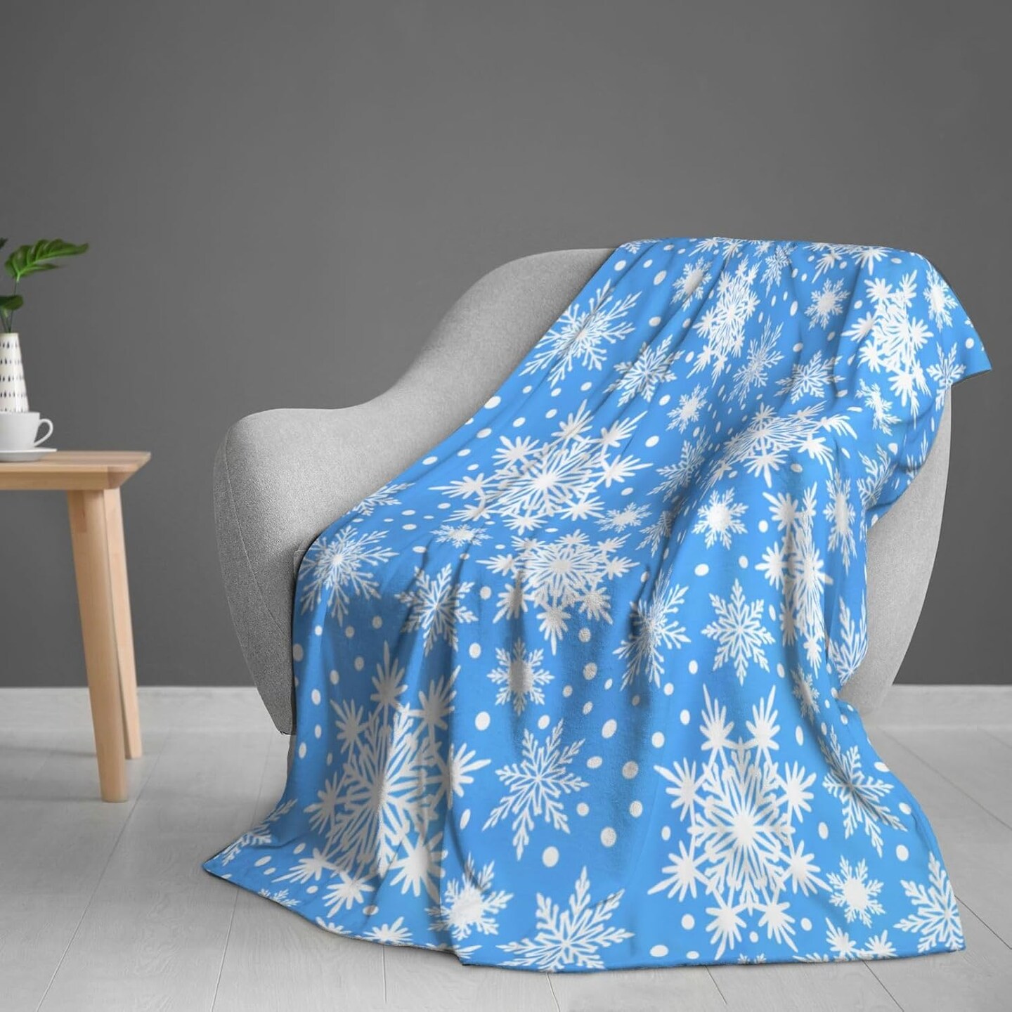 Winter Snowflakes Blue Throw Blanket