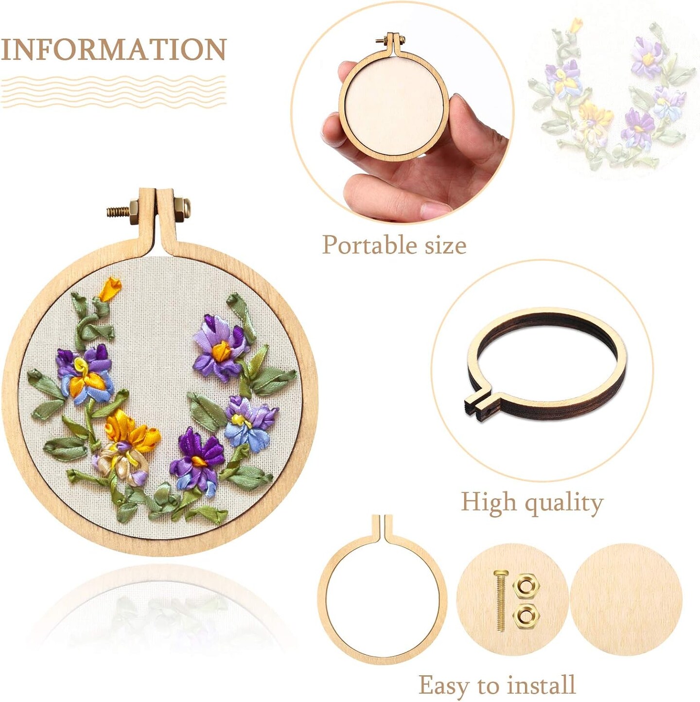 Mini Embroidery Hoop Wooden