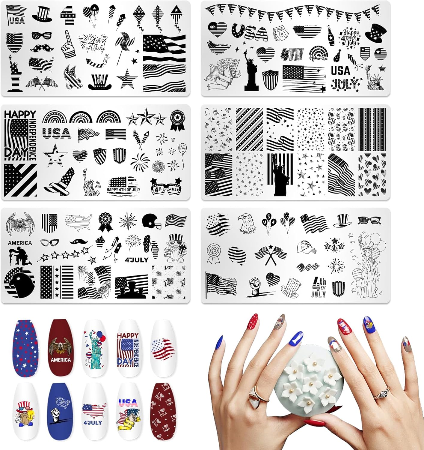 Patriotic Nail Art Stamping Plates