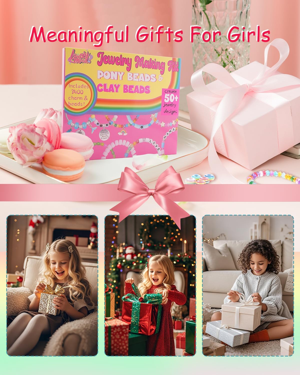 Bracelet Making Kit 3400 Pcs Beads (Girls’ Gift Set) 7.48 x 9.06 x 0.67 inches